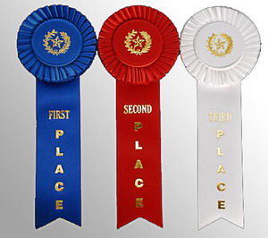 18inch Tails FREE POSTAGE Champion & Reserve Champion Rosettes With 5 